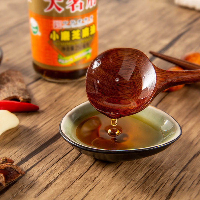 大名府小磨香油中华一级小磨纯芝麻油香油调味品用黑芝麻380毫升1瓶