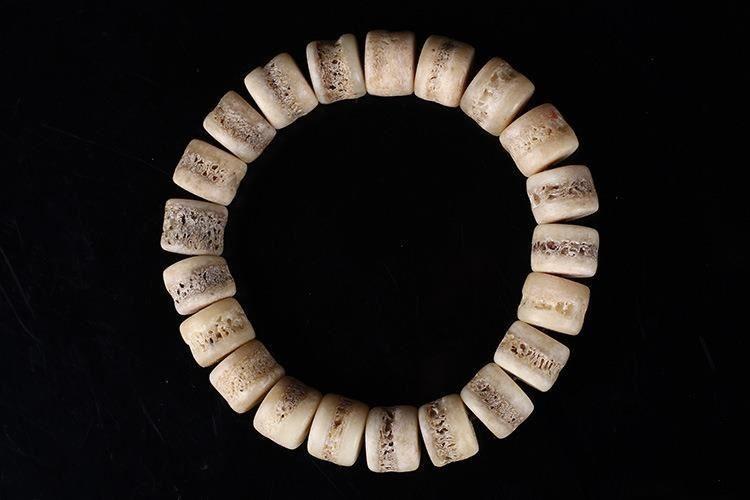 骨头把玩件骨头文玩男女款古玩手串手链牛骨饰品手把件西藏牛骨把玩