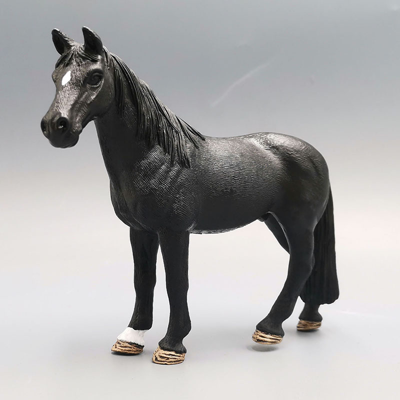 仿真动物马模型 小孩玩具马 白马 黑马 树胶马摆件套装 马 杏色 1