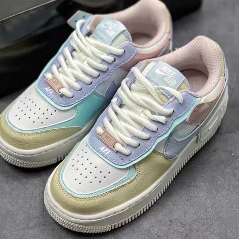af1空军一号马卡龙鞋子纯原新款百搭松糕底ins潮流休闲增高女板鞋纯白