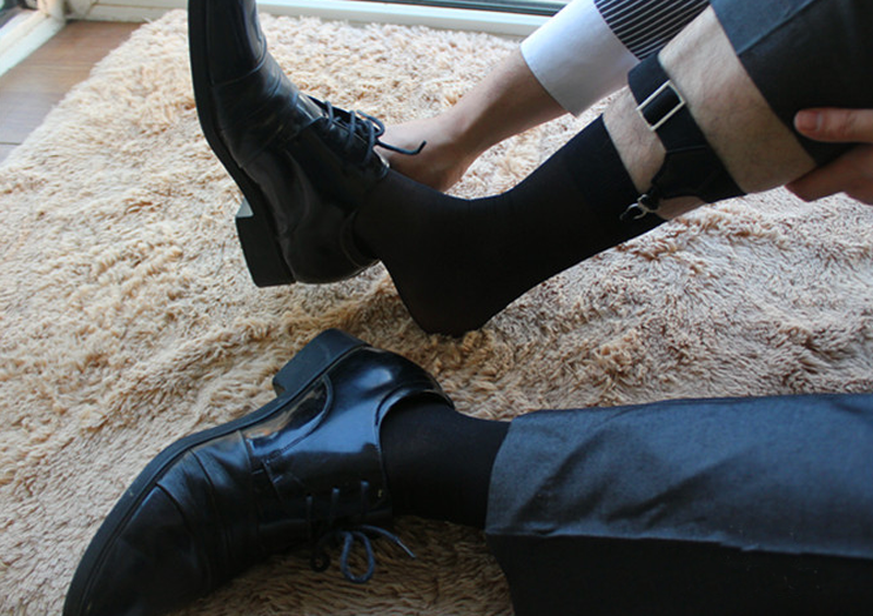 小腿吊带袜夹欧美西装皮鞋袜子白领男士正装商务腿环双夹吊袜带男丝袜