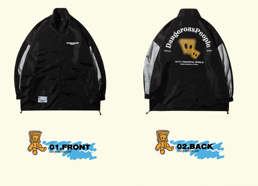 dangerouspeople薛之谦dsp纸袋人印花拼接拉链潮流外套夹克黑色m