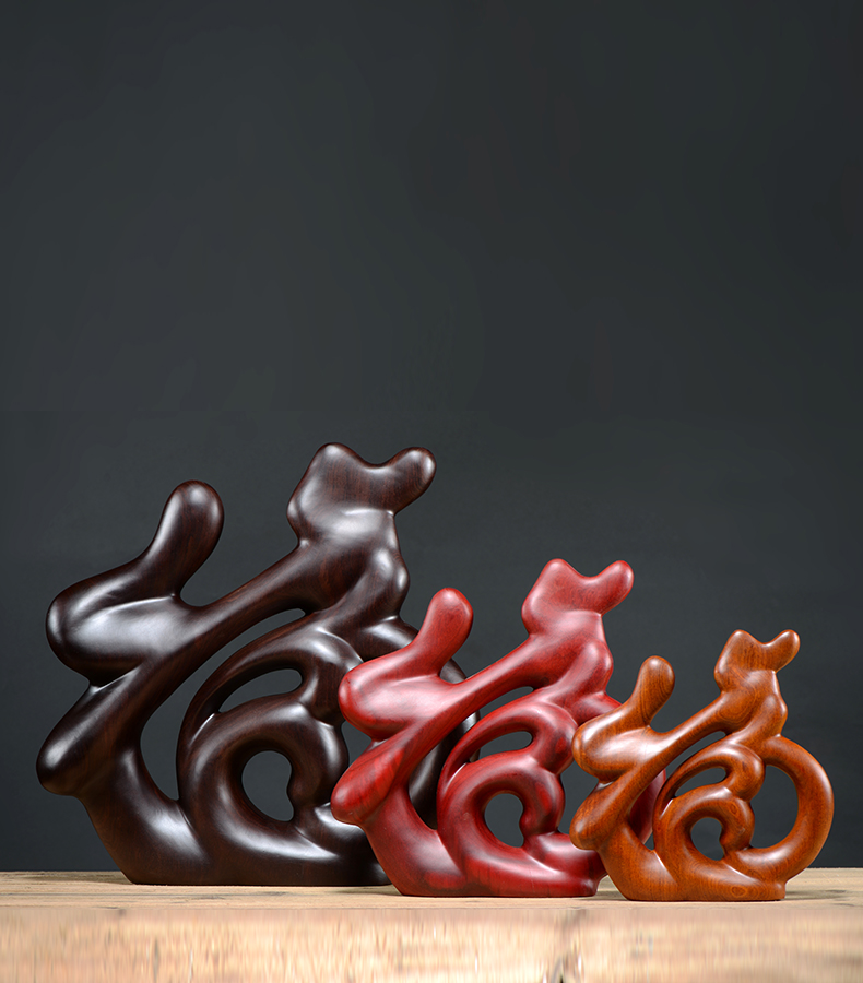 一木代传木雕实木家居装饰品根雕摆件创意简约摆设福字木雕工艺术字