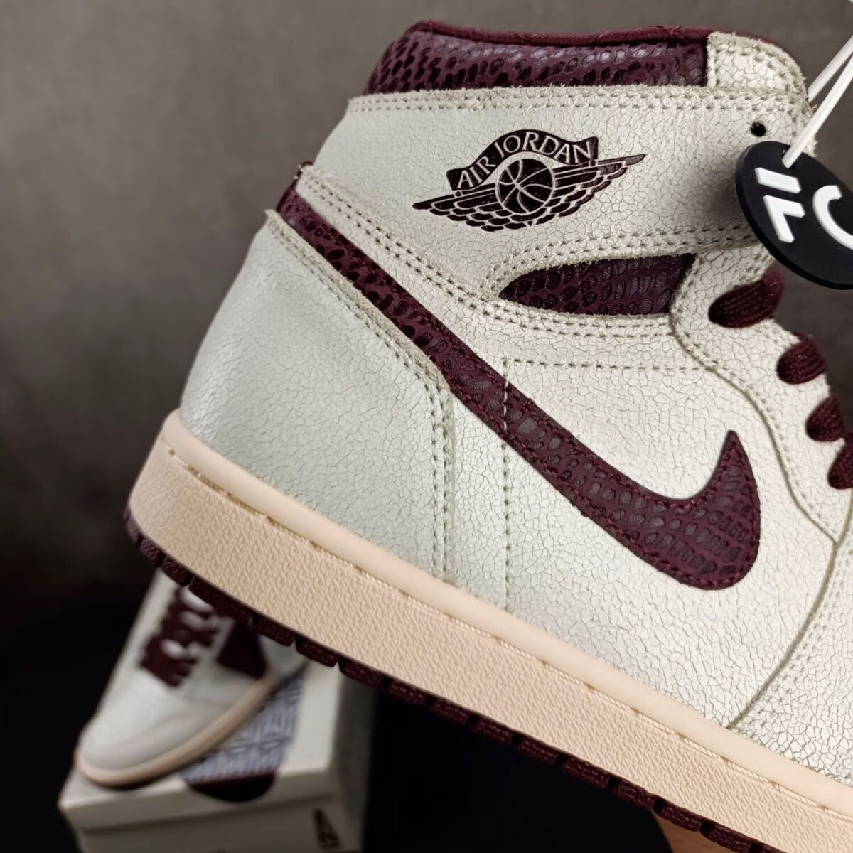 aj 纯原 男鞋蛇纹灰棕复古高帮板鞋学生男女同款运动休闲潮鞋 棕灰 36