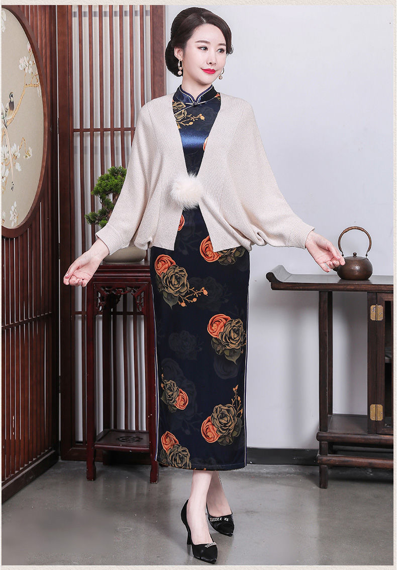 心墨染新品旗袍披肩春洋气小披肩外套女2021新款春秋装披风旗袍外搭