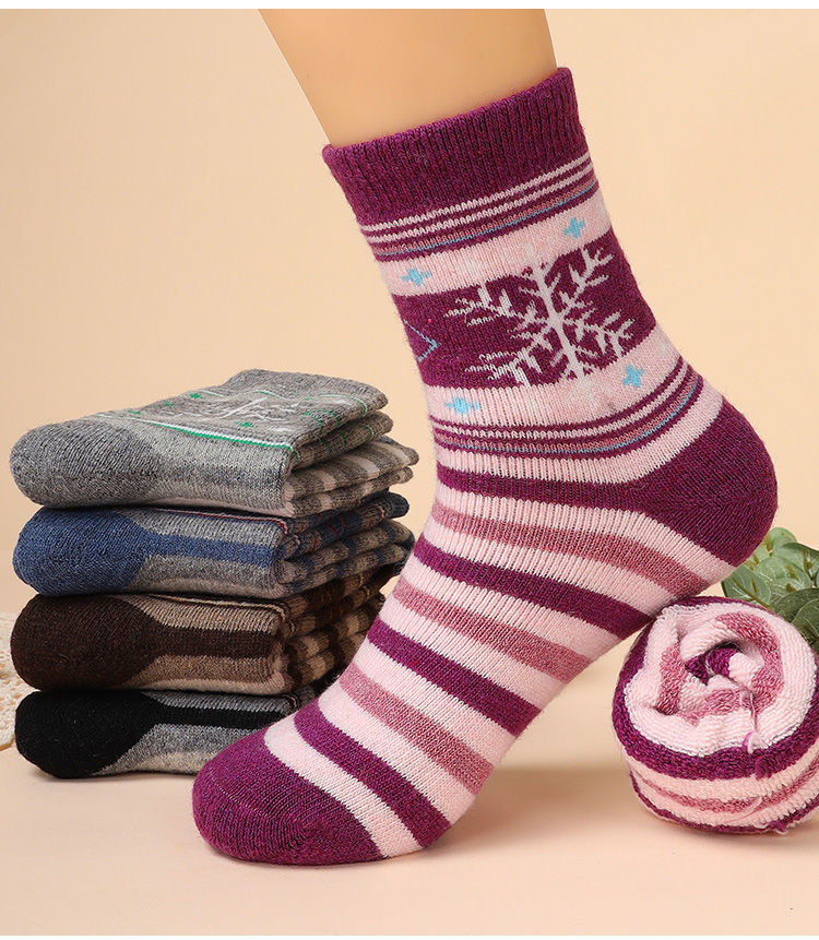 羊毛袜子老人袜子女加厚加绒冬季妈妈奶奶款松口长冬秋冬中年中老年人
