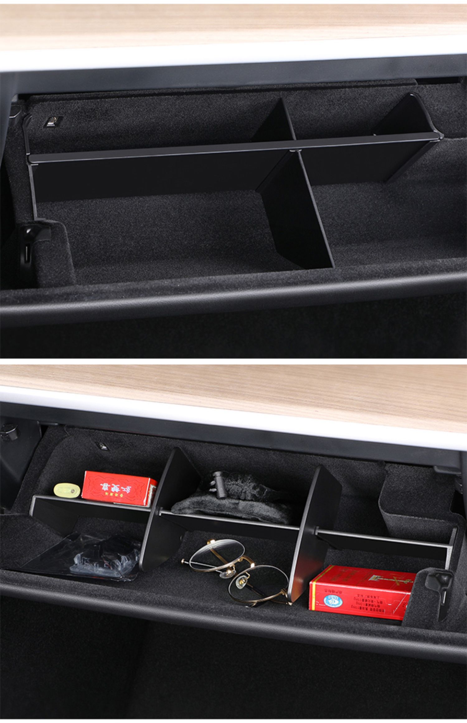 宛彦君适用特斯拉model3/y副驾驶手套箱储物隔板盒丫车内饰改装神器