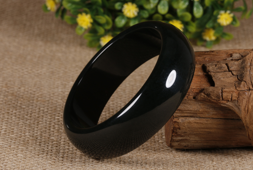 ck缅甸翡翠a货手镯黑青玉墨玉女款旺夫玉手镯真玉手镯七夕情人节礼物