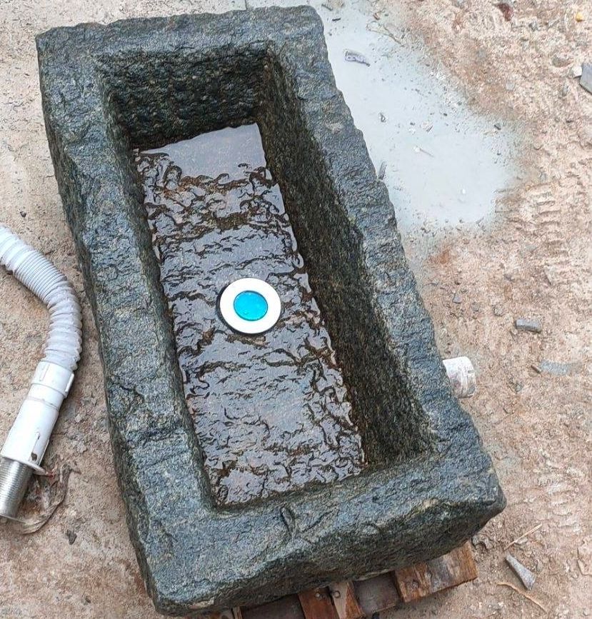 可狄 老旧石槽鱼缸造景方形小石槽阳台流水组合庭院石盆水槽石头洗手