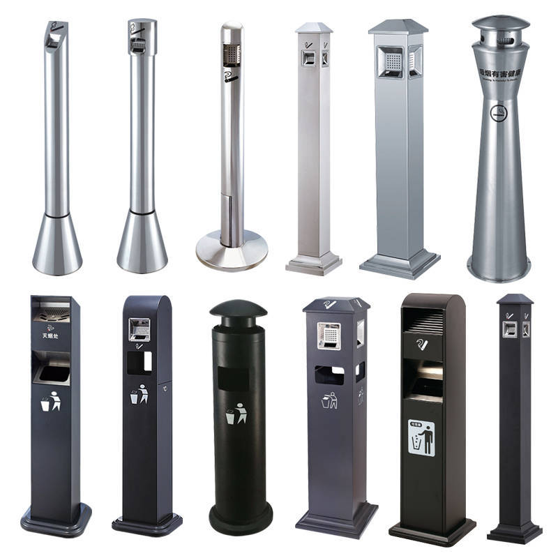 酒店烟头灭烟桶不锈钢烟灰柱座地烟灰桶吸烟筒烟蒂柱椭圆形129e香槟金