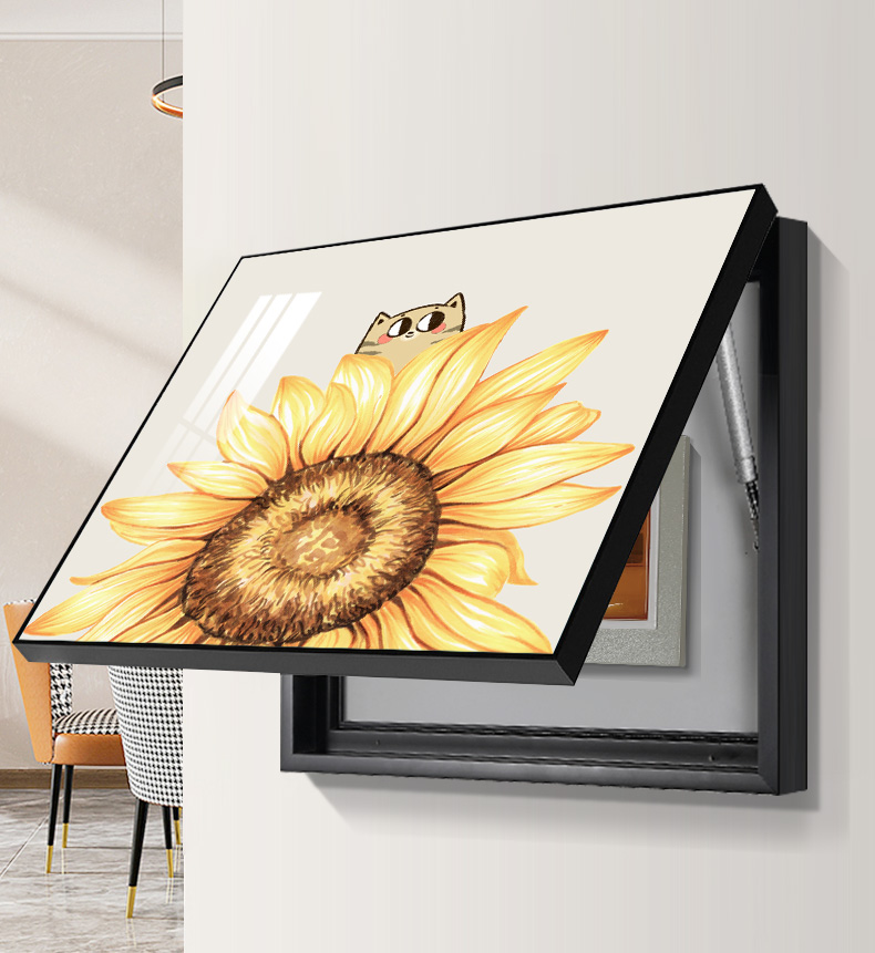 电表箱装饰画弱电箱装饰超薄向日葵电表箱装饰画正方形现代简约遮挡