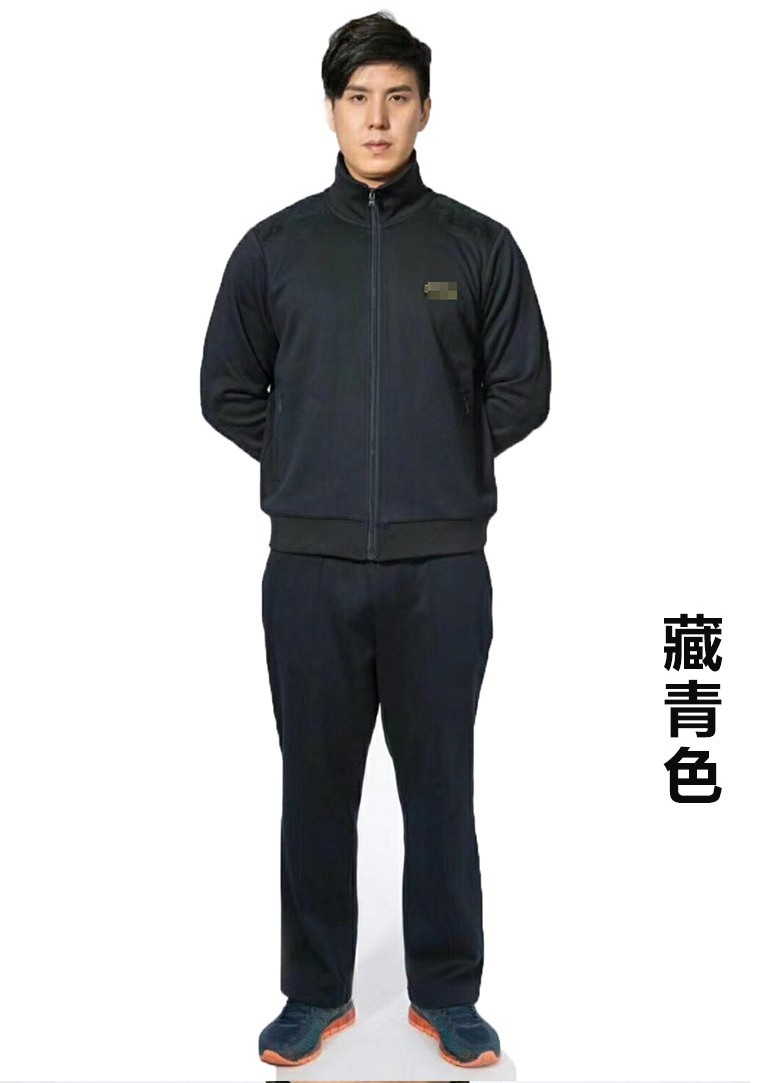 加厚作训服套装意设军迷户外跑步健身锻炼运动服男藏青色加绒1758488