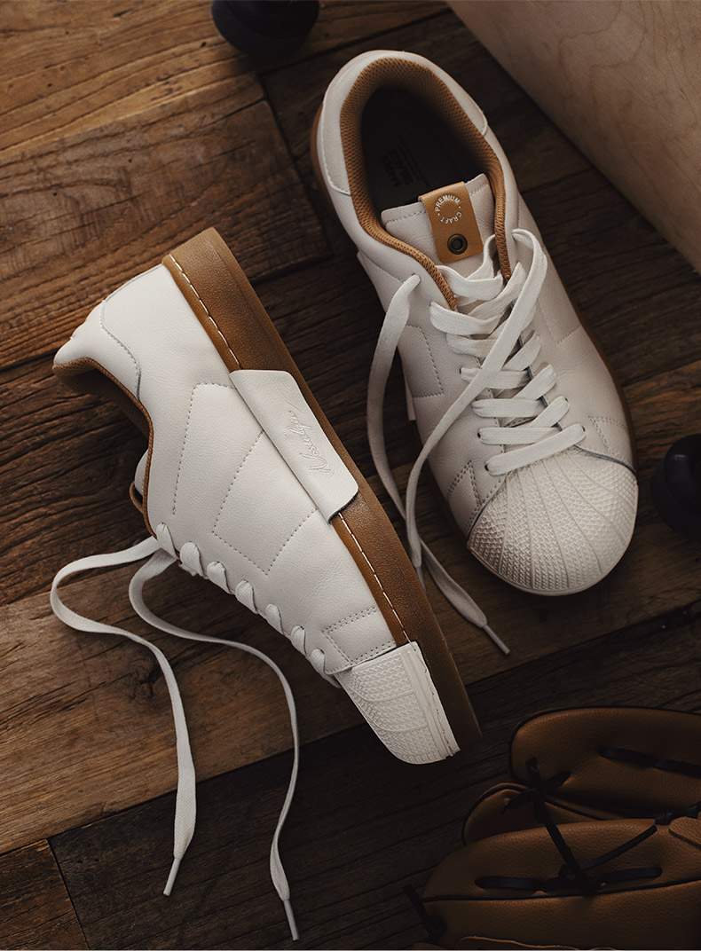 马登maden男鞋2021秋季新款复古贝壳头板鞋潮流百搭小白鞋低帮休闲