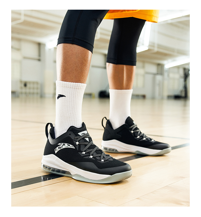 安踏男鞋篮球鞋运动鞋新款训练休闲运动蓝球鞋912121102s深灰黑氯蓝