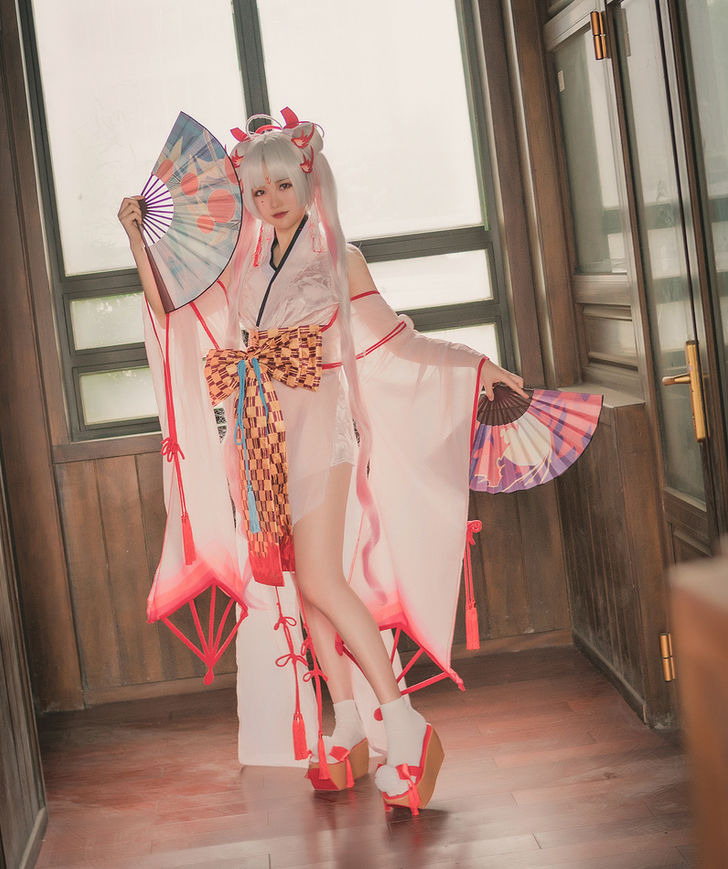 阴阳师cos服不知火阿离和服大正风cosplay服装女假发两把扇子原版木屐