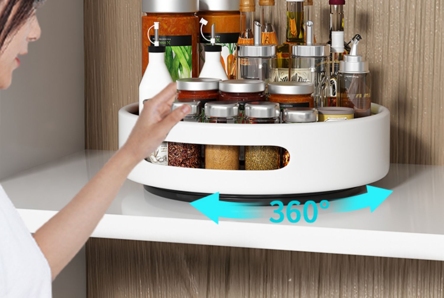之光】高品质度旋转调料置物架厨房专用调料品多功能调味料收纳盒架子