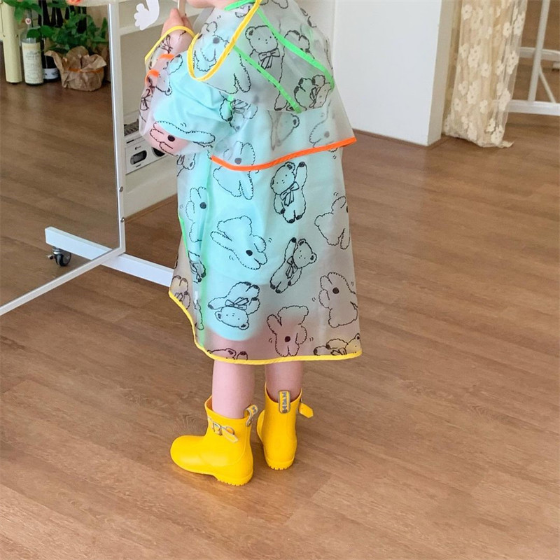 韩国儿童雨衣小学生全身水雨披幼儿园男女宝宝带书包位雨具小熊雨衣l