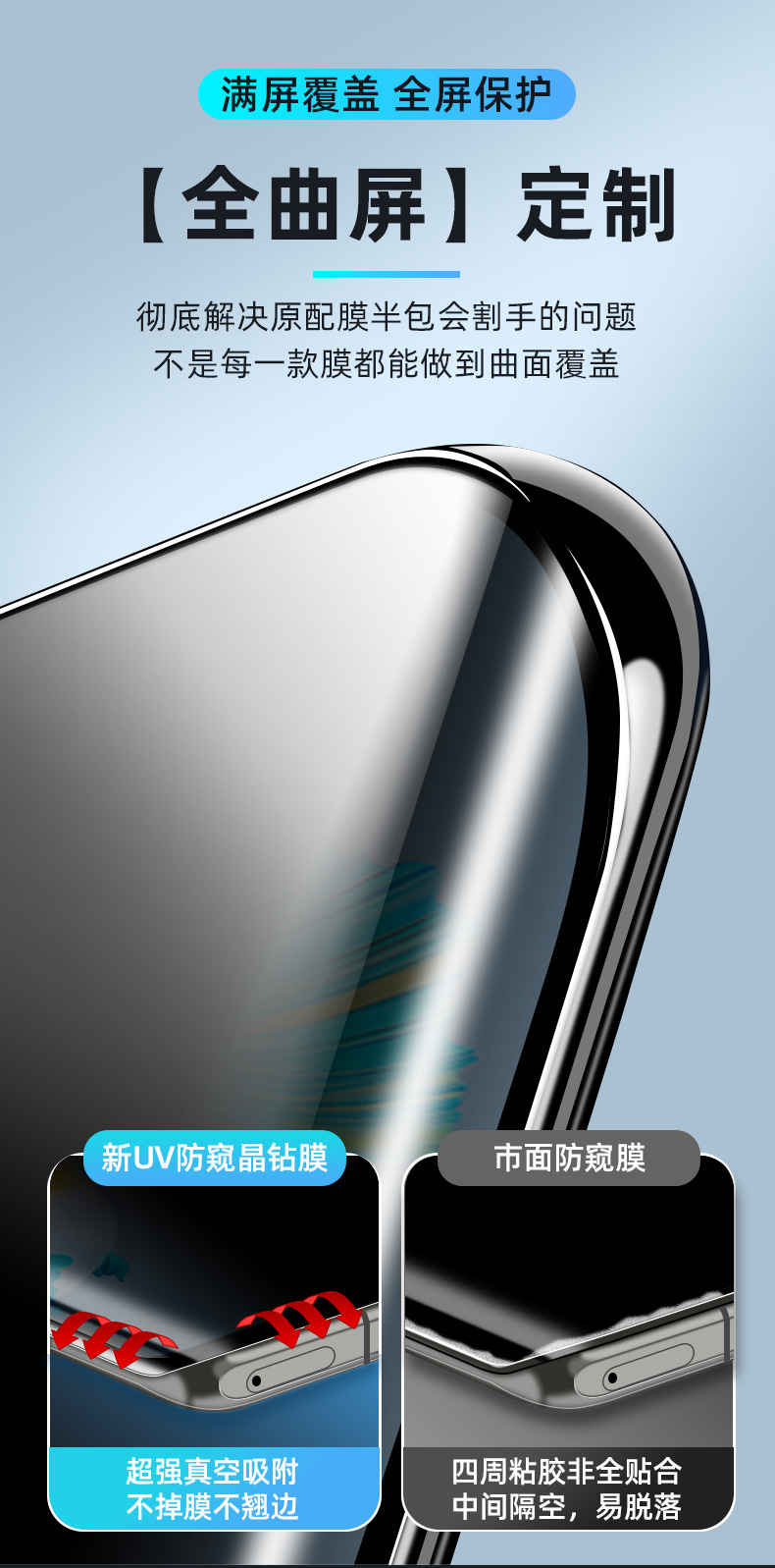 思漪适用华为mate40pro钢化膜uv防窥膜m40e手机膜epro防窥新款全包rs