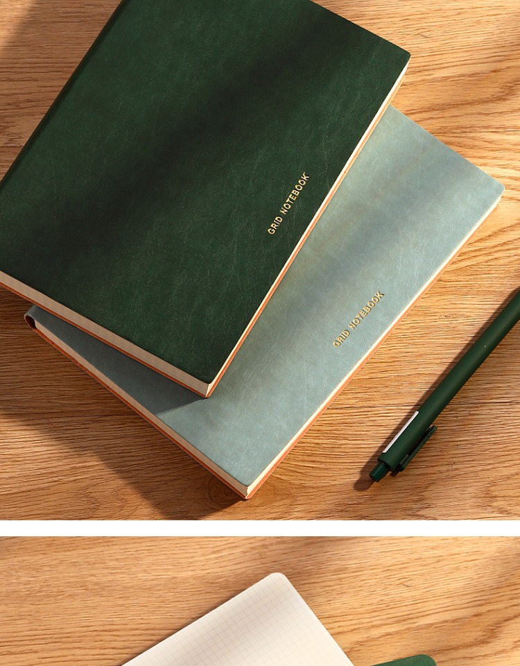 qadjg a5方格本笔记本厚本子软皮手帐本简约ins风高颜值大学生数学