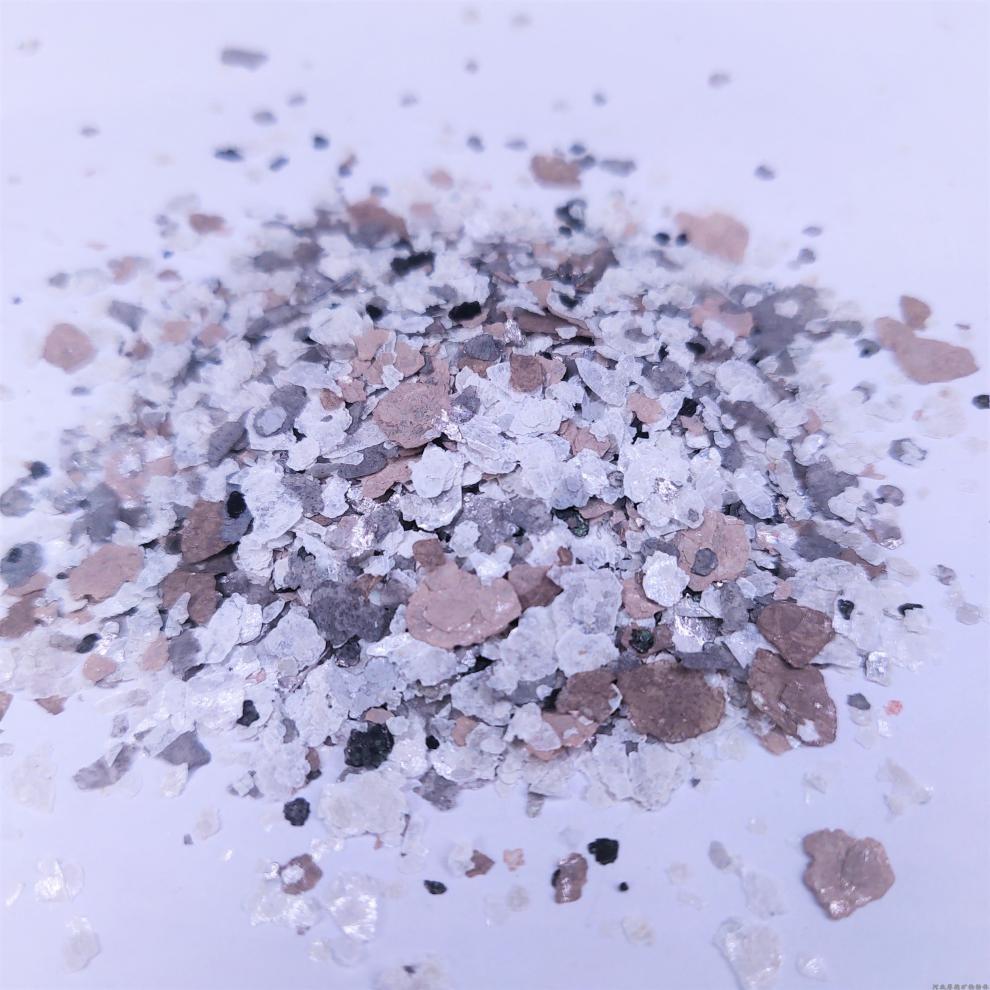 薄煅烧云母片多彩复合染色岩片外墙装饰环氧地坪漆金色亮片500g 内墙