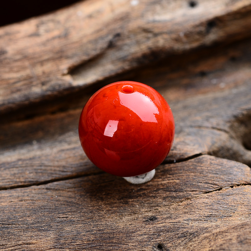 九口南红散珠单珠子满色满肉火焰纹圆珠星月菩提金刚配饰满色满肉19mm