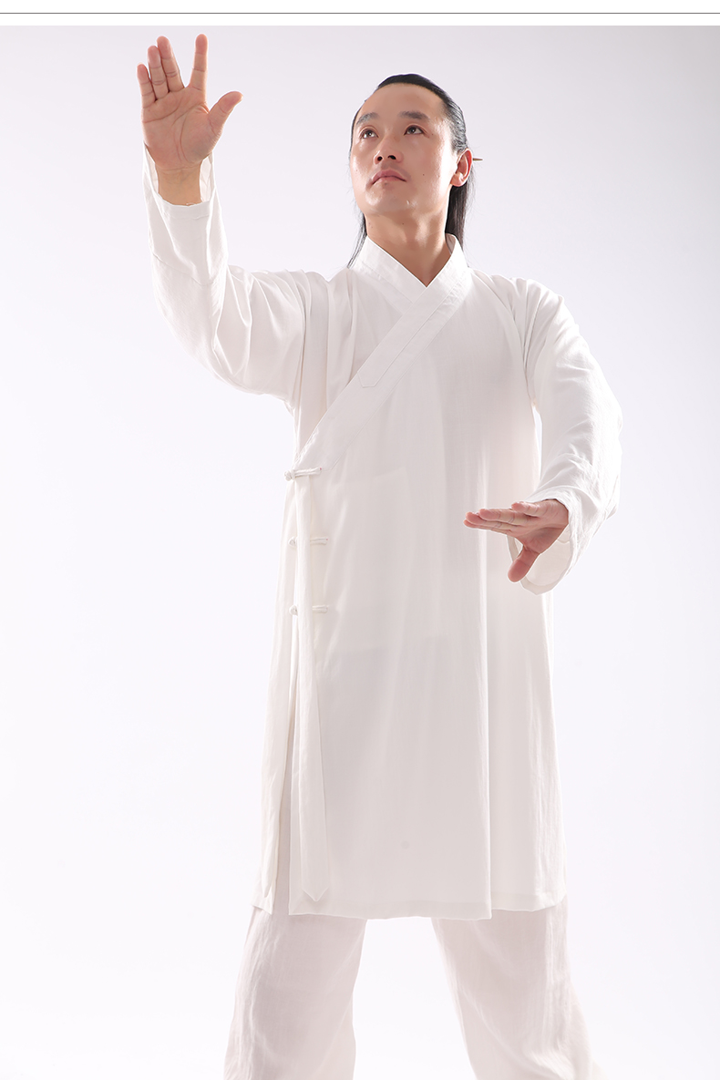 武极堂斜襟道士服全套中国风蚕丝麻长袍道袍男女款太极