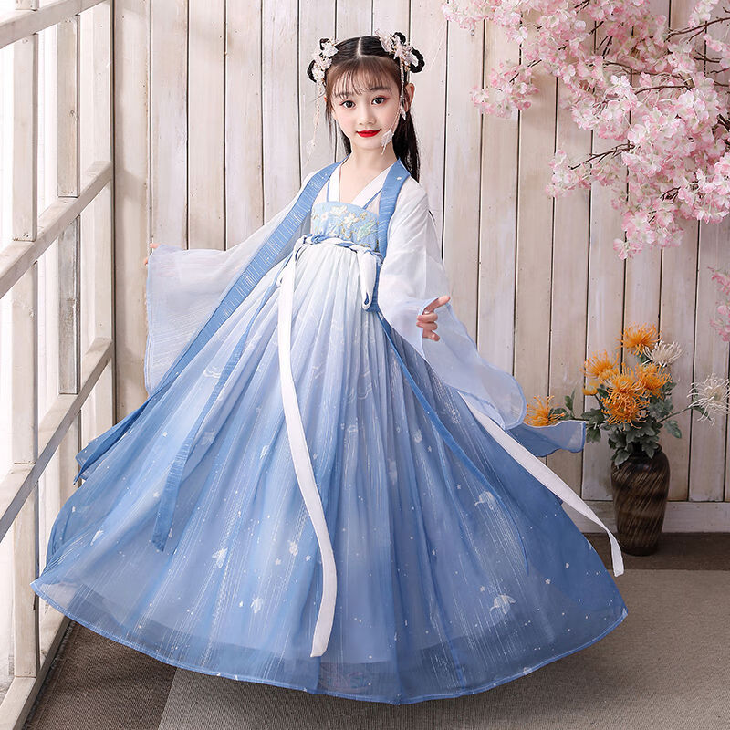 窈欣儿童古装汉服女秋天女童民族服装10岁小女孩中国风襦裙秋季中大童