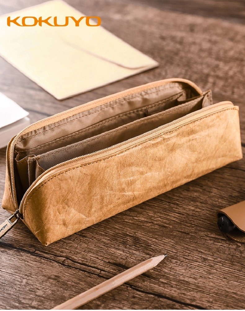 日本kokuyo国誉复古杜邦纸笔袋多功能对开便捷铅笔盒简约大容量中学生