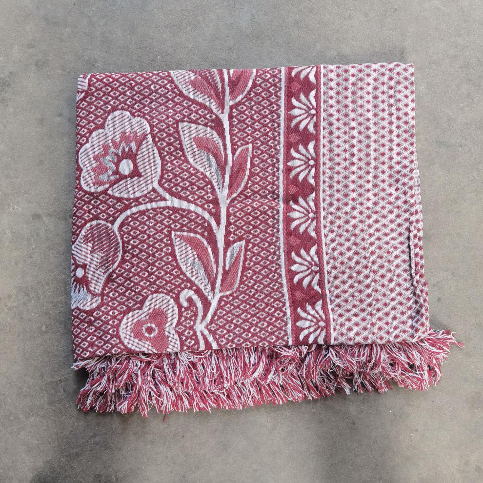 老式针织线毯老式线毯纯棉针织毯处理薄毯子单人夏季沙发流苏边休闲盖