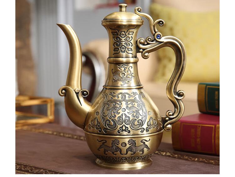 仿古铜酒壶酒壶古风仿纯铜酒具白酒壶古代结婚仿古家用装酒老式复古樽