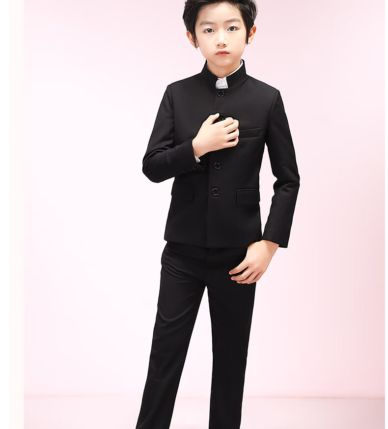 沙筱奕男童中山装主持人花童礼服正装演出儿童西服五四青年装表演中国