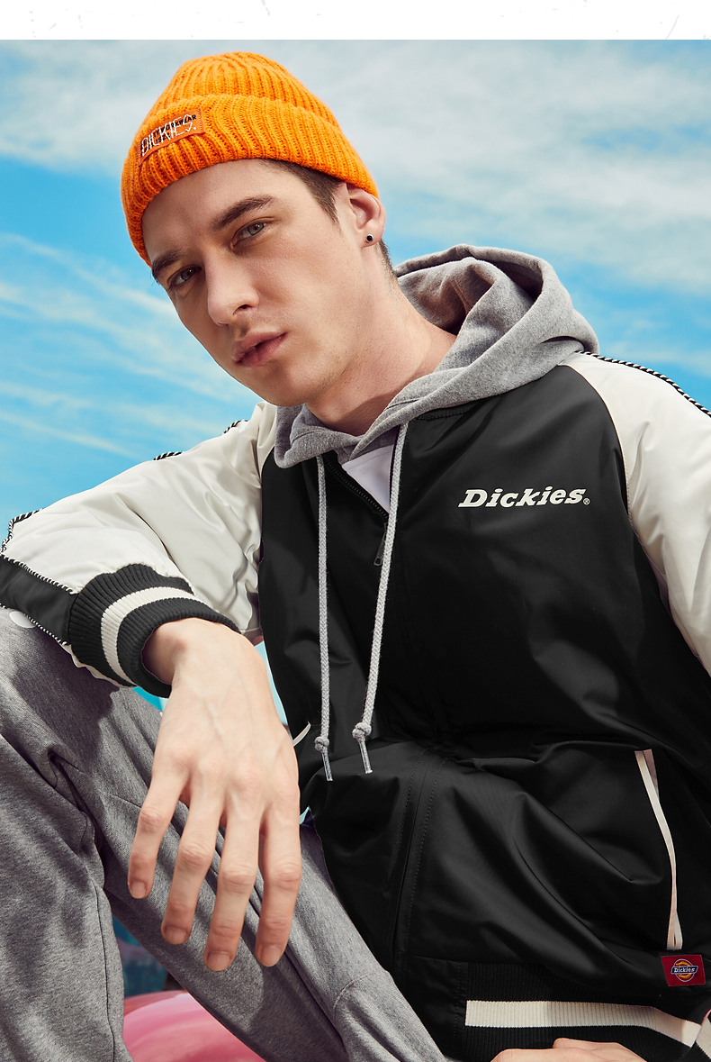 dickies棉服男迪凯斯官方22秋冬印花厚外套棉服撞色潮上衣棒球服夹克