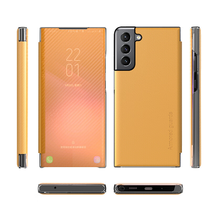 捌桐适用于三星s21皮套sm一g9910免翻盖接听电话s21视窗显屏时间s21