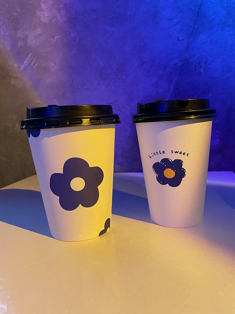 克莱因蓝杯子咖啡杯克莱因蓝奶茶纸杯一次性带盖网红加厚咖啡杯外带