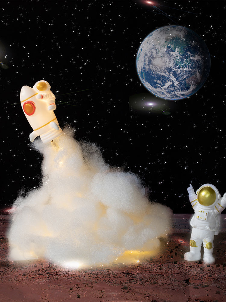 【抖音同款】 diy创意航天火箭小夜灯卧 宇航员】usb款 胶枪【图片