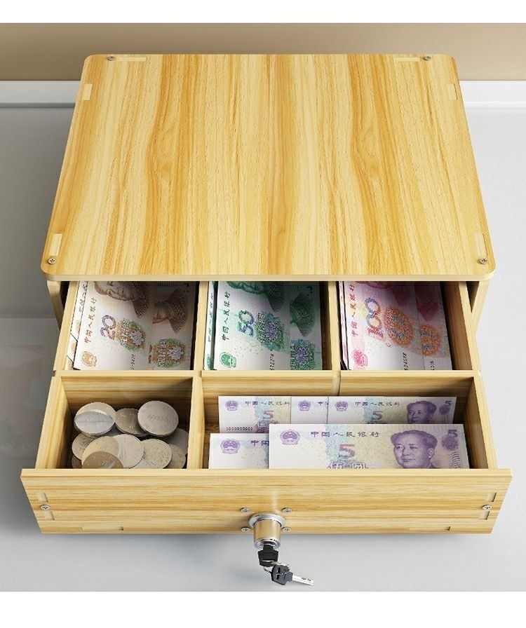 钱柜钱箱子收银用收钱盒子收银台钱箱抽屉式装钱箱钱柜带锁收银箱商用