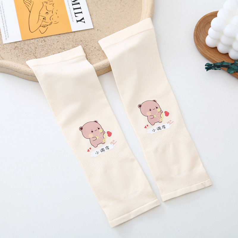 fangchi2双装儿童冰袖男童女童户外防晒冰丝袖套卡通印花防晒套袖套骑