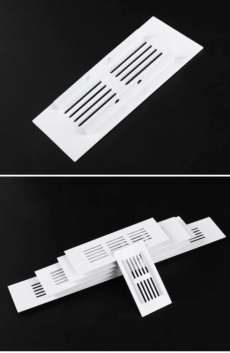 白色橱柜透气网铝合金散热孔长方形格栅孔盖鞋柜散热盖装饰盖 50*100