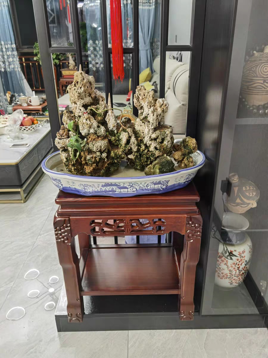 奇石木架超承重奇石架实木客厅室内花架大型盆景架鱼缸架艺术品底座