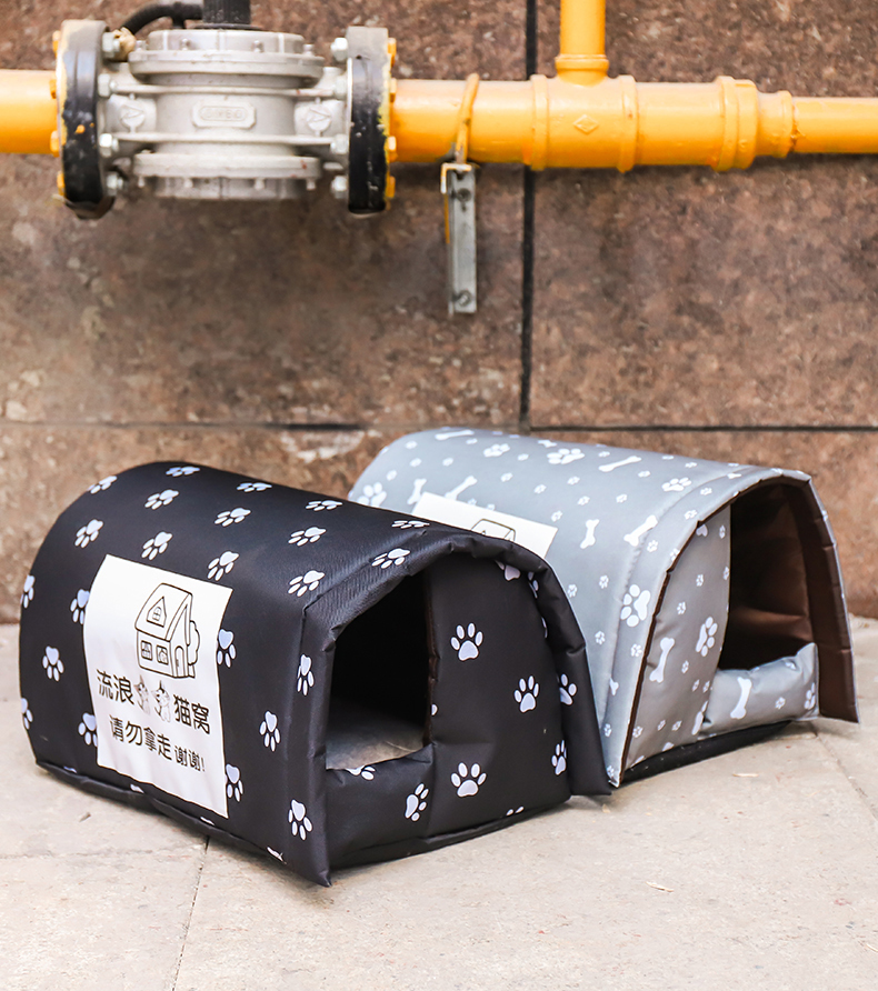 冬天室外防雨简易防水户外狗窝封闭式野猫冬季保暖小房子 浅灰色(冬季