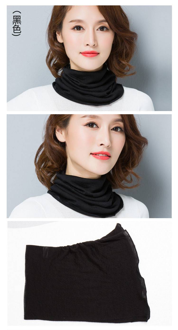 恒源祥春秋冬款冬季旺秋新款韩版羊毛纯色围脖女套头双层羊毛针织脖套