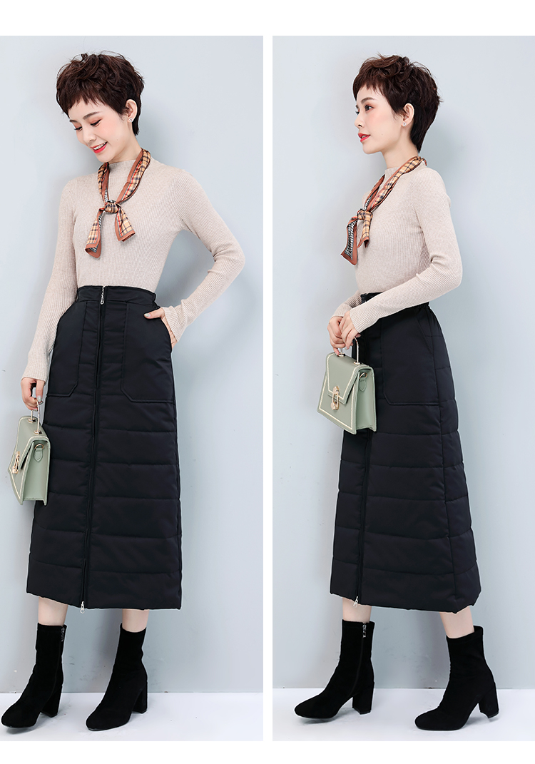 反季轻奢秋冬新款加厚棉裙半身裙冬季中长款冬天裙子冬长裙防寒保暖