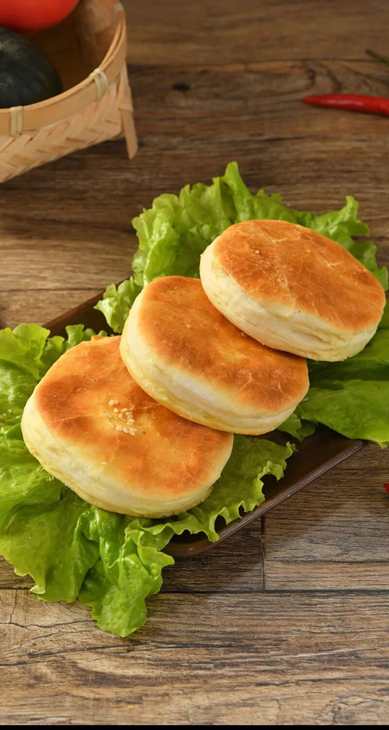 山东面食芝麻吊炉小烧饼千层饼缸贴烤饼肉夹馍白吉馍早餐速食馒头