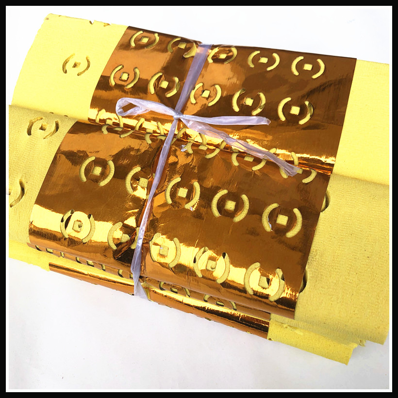 香烛纸钱祭祀用品大捆打孔纸钱黄纸烧纸金纸铜钱香烛元宝金条清明