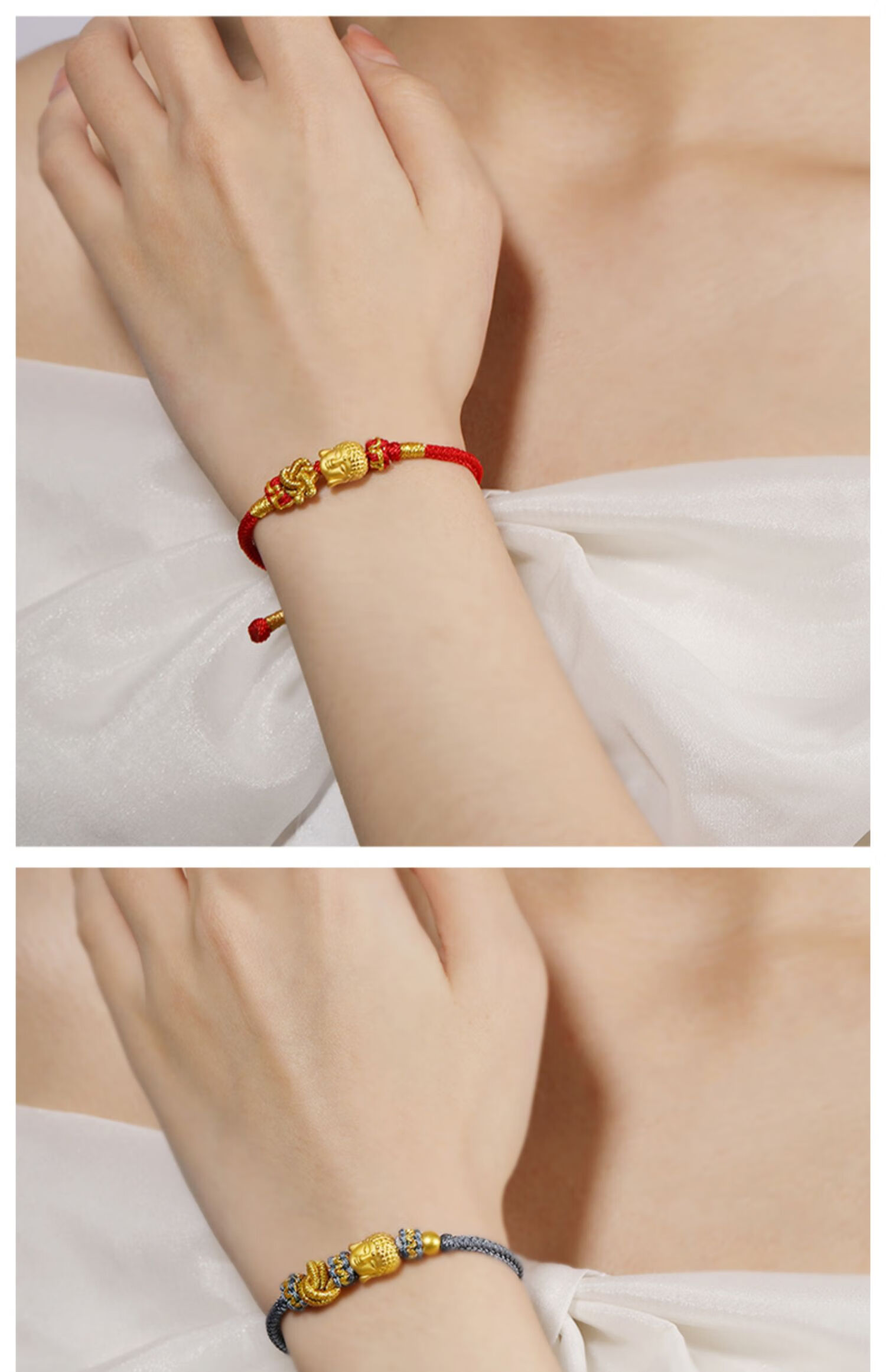 周大福同款999足金金佛转运珠黄金手链女双面佛3d硬金佛头手绳男如来