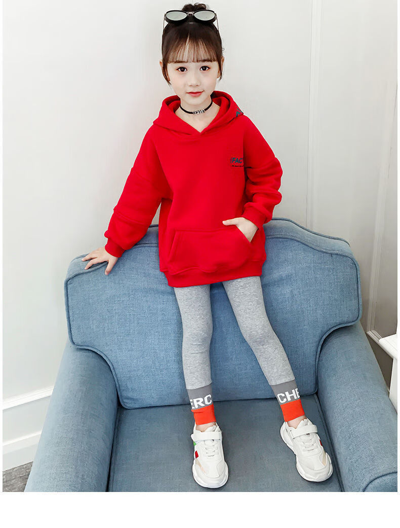 女大童加绒卫衣中大童12一15岁秋冬款上衣宽松套头外套新款韩版洋气小