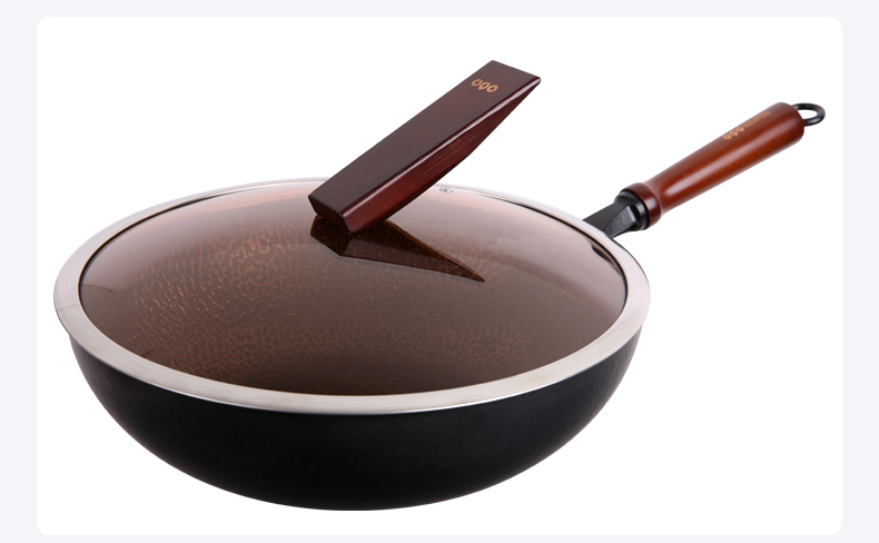 欧克欧铁锅不粘锅无涂层家用炒锅电磁炉燃气灶专用老式炒菜锅28cm无盖