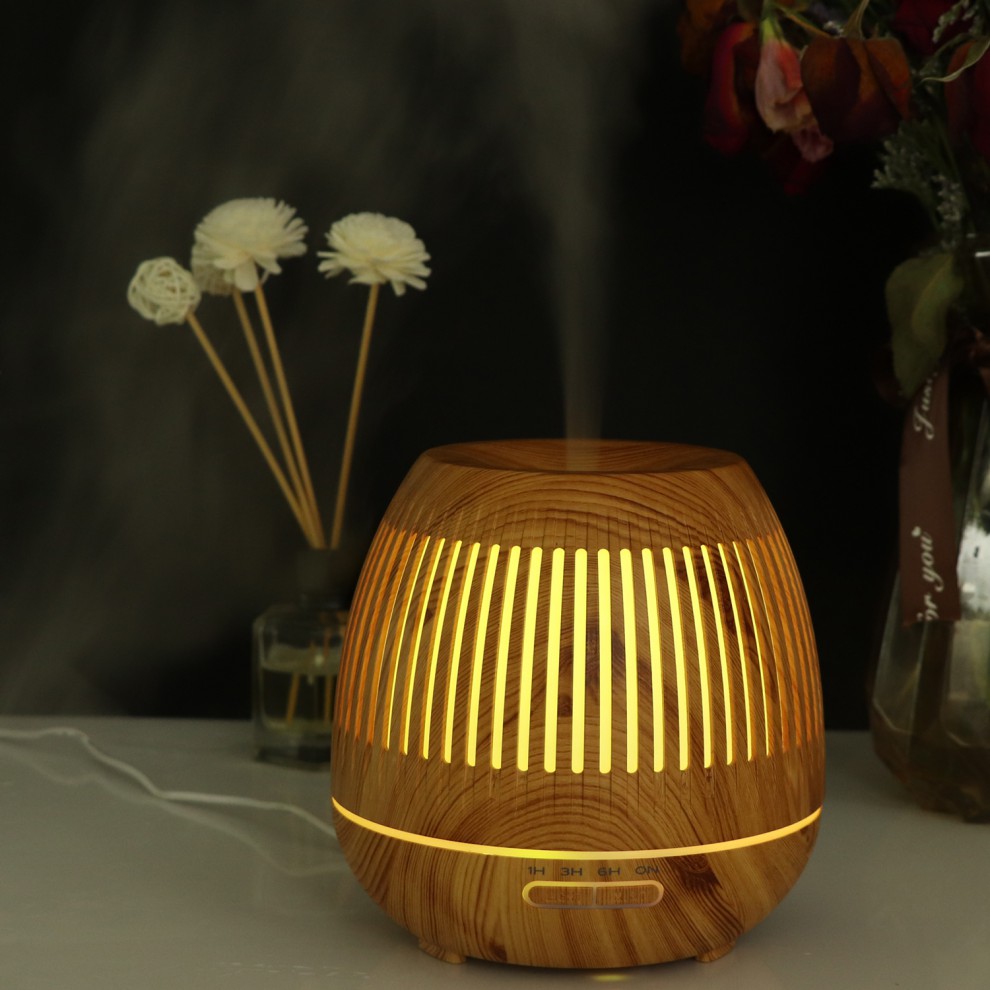 声波木纹香薰机香薰灯卧室酒店薰香机插电香薰炉瑜伽香薰加湿器r6深色