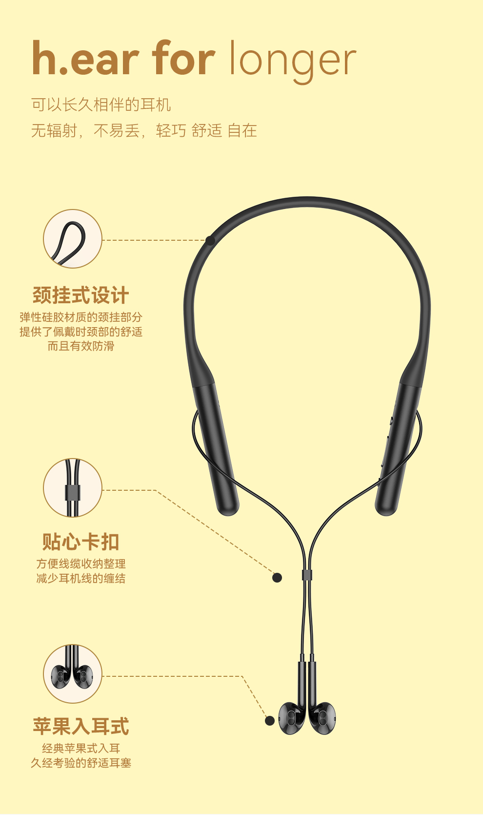 挂脖蓝牙耳机无线运动跑步骑行颈挂高端男女入耳式大电量游戏吃鸡适用