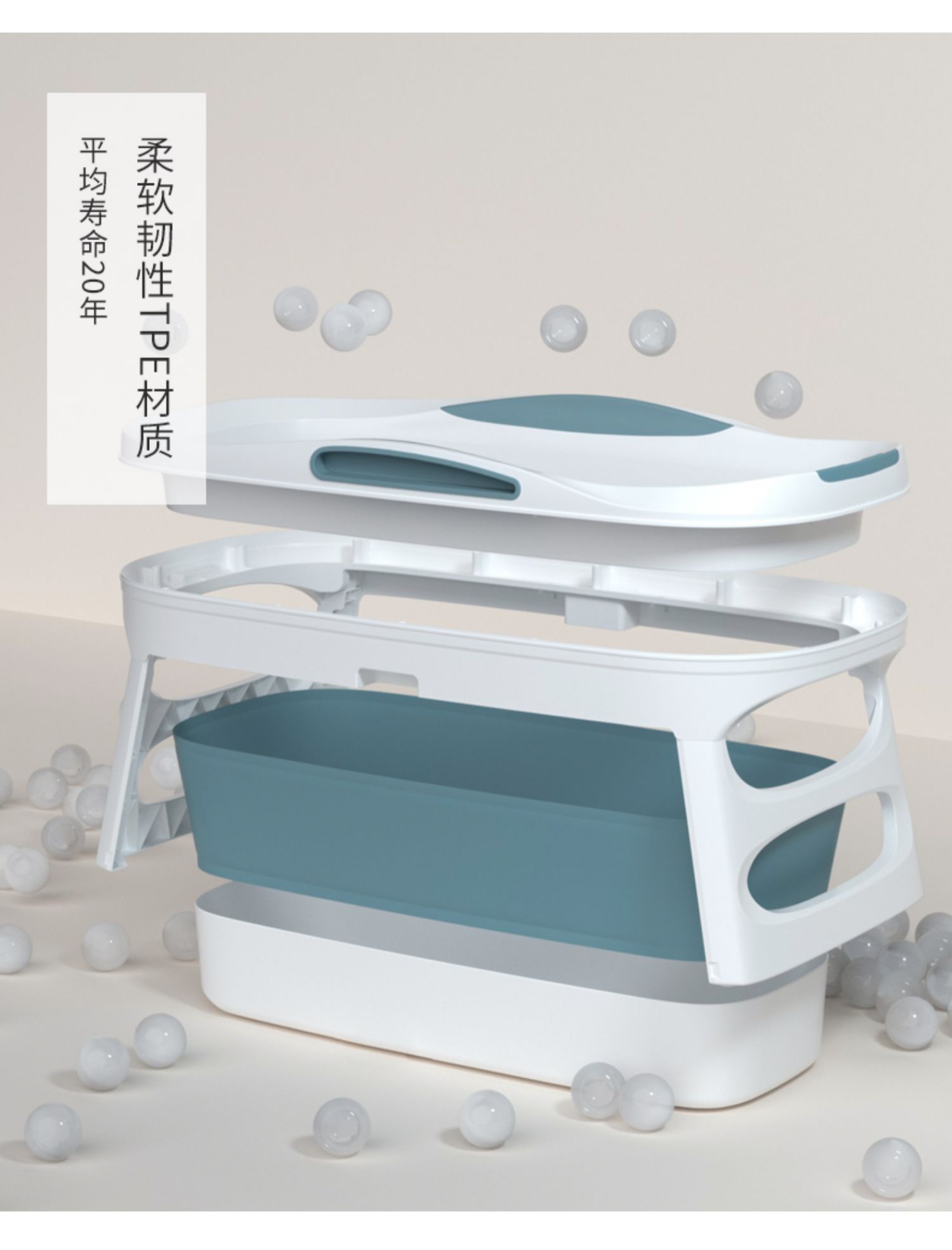 浴缸折叠大人泡澡桶浴桶家用全身加厚洗澡桶双人简易神器浴盆湖水蓝